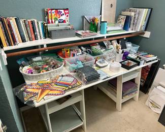 Desk, Craft Supplies, Books, Photo Albums, Paint, etc.