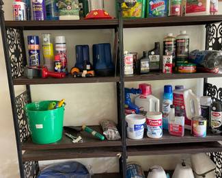 misc chemicals & these shelving racks