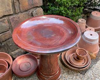 bird bath & pots