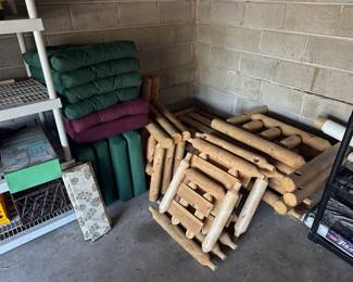 log couch and chair with cushions (disassembled)