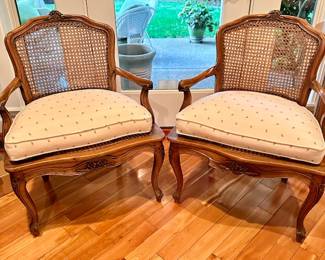 (2) small caned Antique Chairs