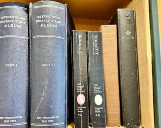 Owner belonged to the Philatelic Society…the large albums shown are full of stamps, related books & there are loose stamps as well. (Not shown)