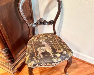 Single Antique Style Chairs / upholstered seats