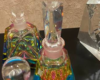Multi-colored prism art glass perfume bottles 
