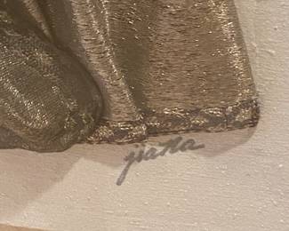 Framed ceremonial garment w/silver embellishments by Japanese textile artist: Jia Na