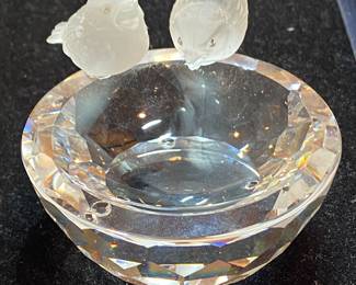 Swarovski crystal bird bath with fill