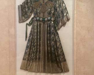 Framed ceremonial garment w/silver embellishments by Japanese textile artist: Jia Na