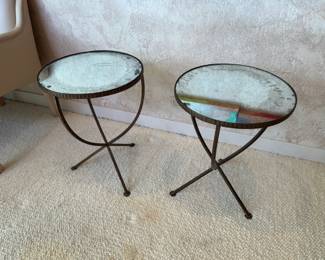 Round mirrored side tables by Crate & Barrel
