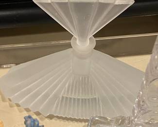 vtg art deco frosted perfume bottle