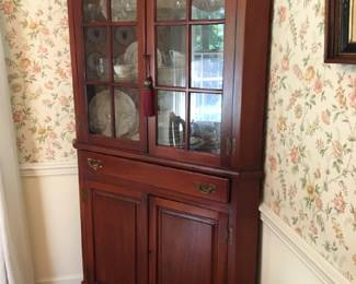 walnut corner cupboard handmade by Elmer Clark