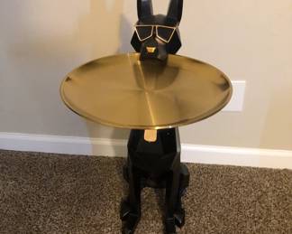 PAIR OF CAT TABLE WITH TRAYS ONE EAR IS DAMAGED