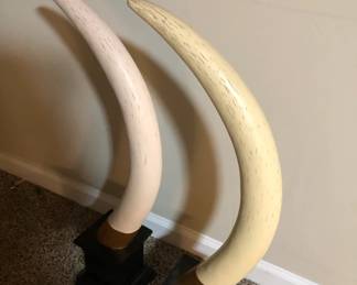 PAIR OF CERAMIC HORNS
