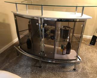 BAR WITH PAIR OF BAR STOOLS