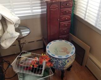 Jewelry armoire; Asian fish bowl
