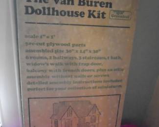 Wooden doll house in box