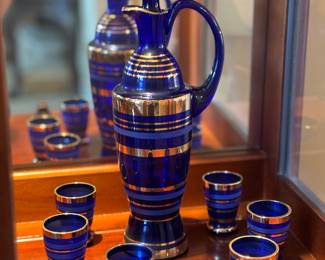 Bohemia Czech mid century decanter / glass set