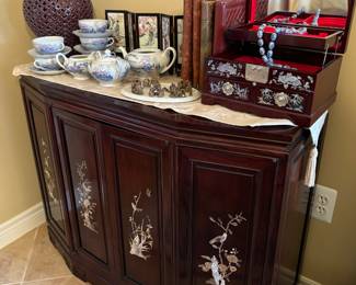 Beautiful imported dark cherry rosewood cabinet (mother of pearl inlay)