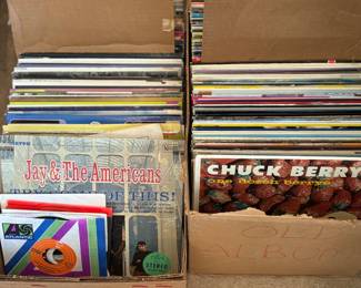 Vintage vinyl 33 and 45 rpm records