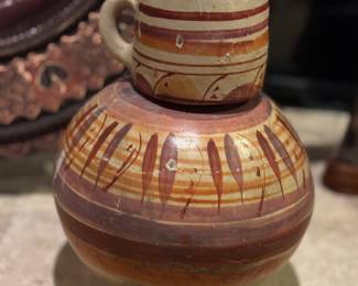 Vintage hand painted pottery vessel