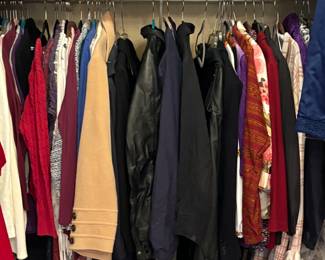 Coats, leather jackets, accent pillows