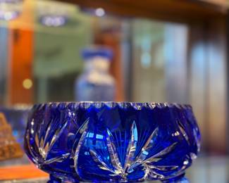 Cobalt blue crystal bowl