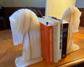 Marble book ends, books