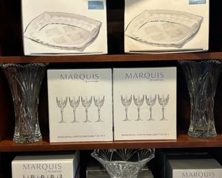 Marquis crystal bowls, serving dishes, vases, wine glasses