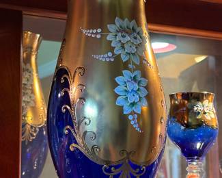 Cobalt blue Bohemia Czech crystal vase