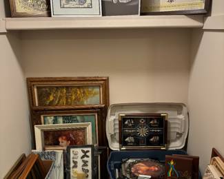 Art, beer signs, frames