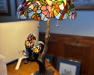 Absolutely stunning stained glass bird lamp with multiple switches to light or not light parts of the lamp