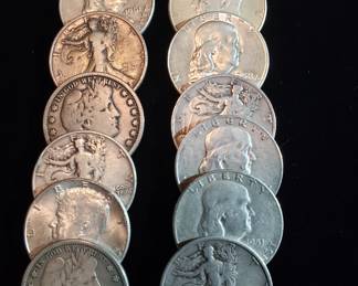 Dozens of walking liberty, Morgan silver dollars