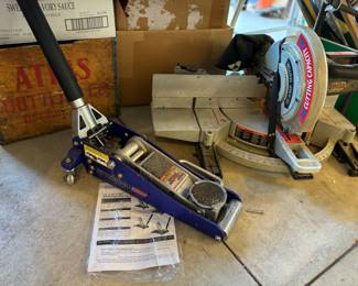 Floor jack, miter saw