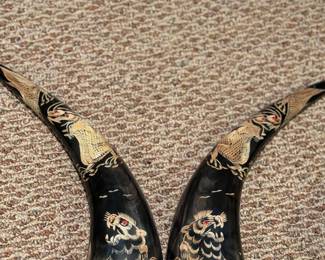 Hand carved tusks