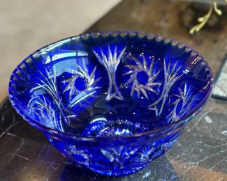 Blue cobalt crystal bowl