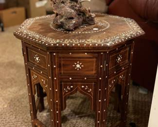 Beautiful inlaid wood accent table