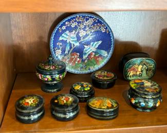 Black lacquer boxes