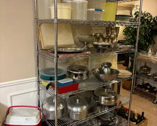 Wire rollable racks, pots / pans, Tupperware