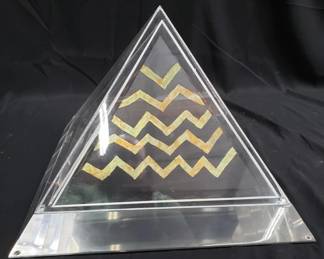 Lot # : 737 - Signed hand-painted acrylic pyramid