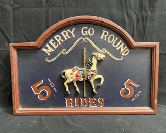 Lot # : 888 - Vintage hand painted Merry Go Round wall hanging