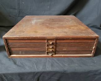 Lot # : 335 - Vintage wood tabletop flat file