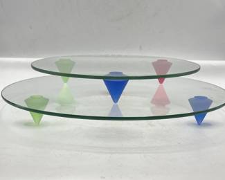 Lot # : 603a - Pair of vintage 1980’s glass cake stands