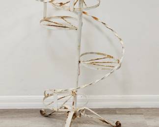 Lot # : 528 - Vintage metal 4-tier plant stand 35"h x 21" diam