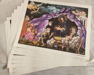 Lot # : 544 - 8 Vintage religious theme artist signed prints