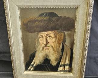 Lot # : 510 - Jeno Gussich portrait of Rabbi oil painting,