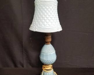 Lot # : 72 - Blue glass lamp