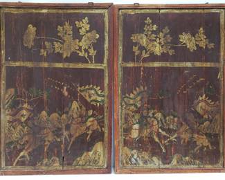 Lot # : 801 - Pair of vintage hand painted Asian wall plaques