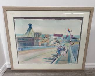 Lot # : 32 - Pencil-signed watercolor of the Santa Monica