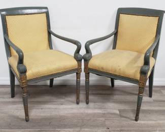 Lot # : 894 - Pair of French mid century painted armchairs