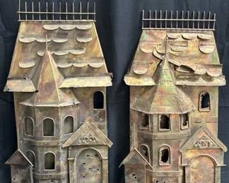 Lot # : 567a - Pair of vintage brass sculptural Victorian house