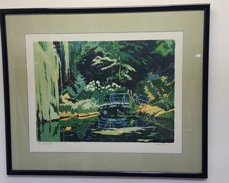Lot # : 656d - Large vintage Jon Carsman silkscreen "Garden Pond"